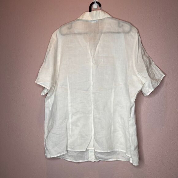 Icecle 100% linen white with appliqués button down - Picture 5 of 5